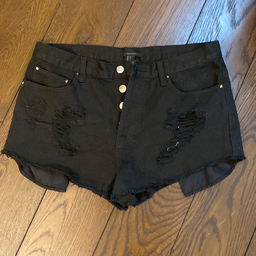 Denim black shorts